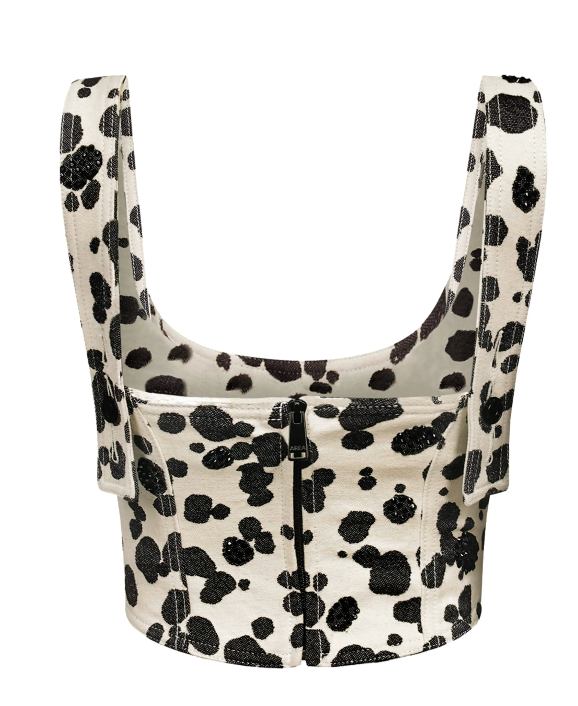 Area Dalmatian-Print Denim Corset Top