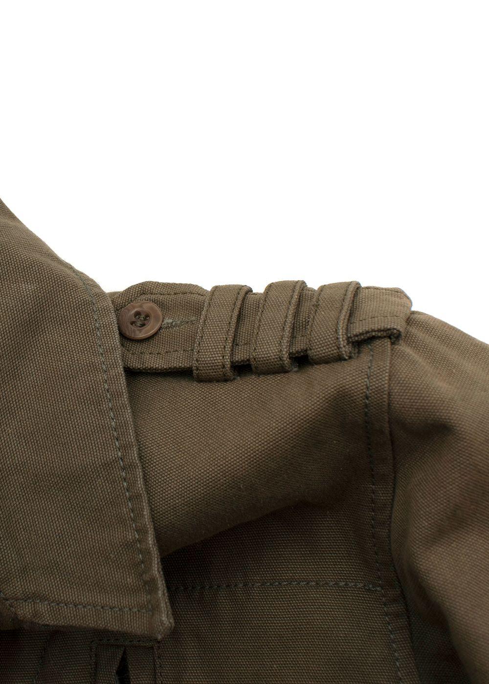 Balmain Khaki Embellished Cotton Military Jacket