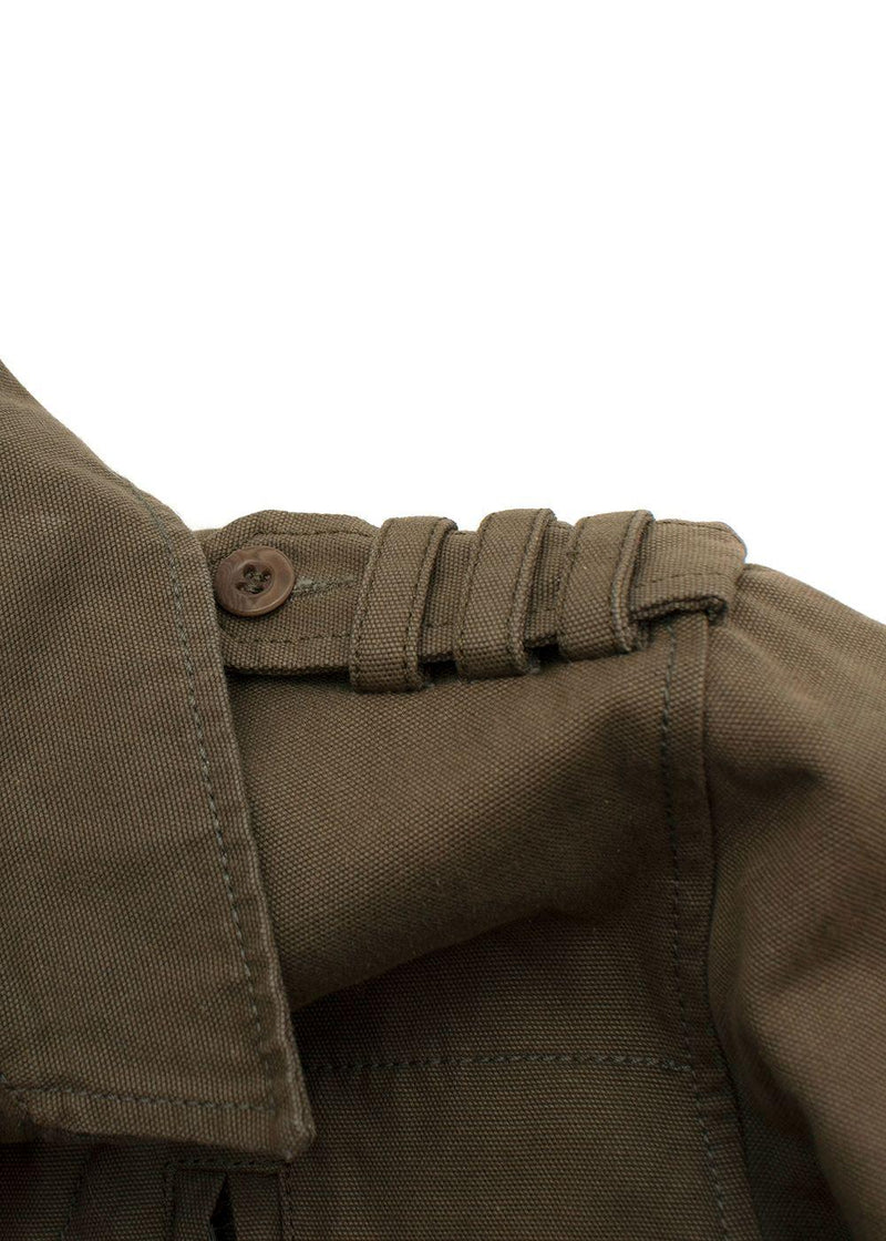 Balmain Khaki Embellished Cotton Military Jacket