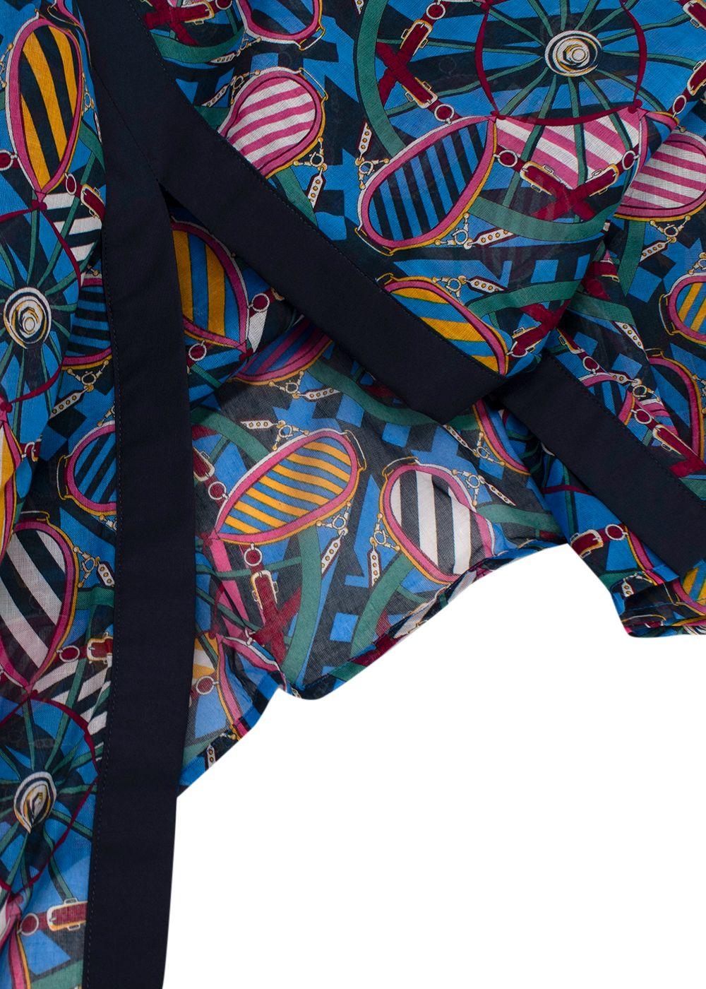 Hermes Blue Patterned En Roue Libre Beach Caftan Dress