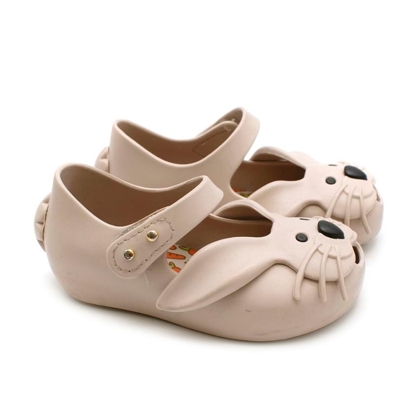 Mini Melissa Beige Bunny Peep-Toe Jelly Shoes