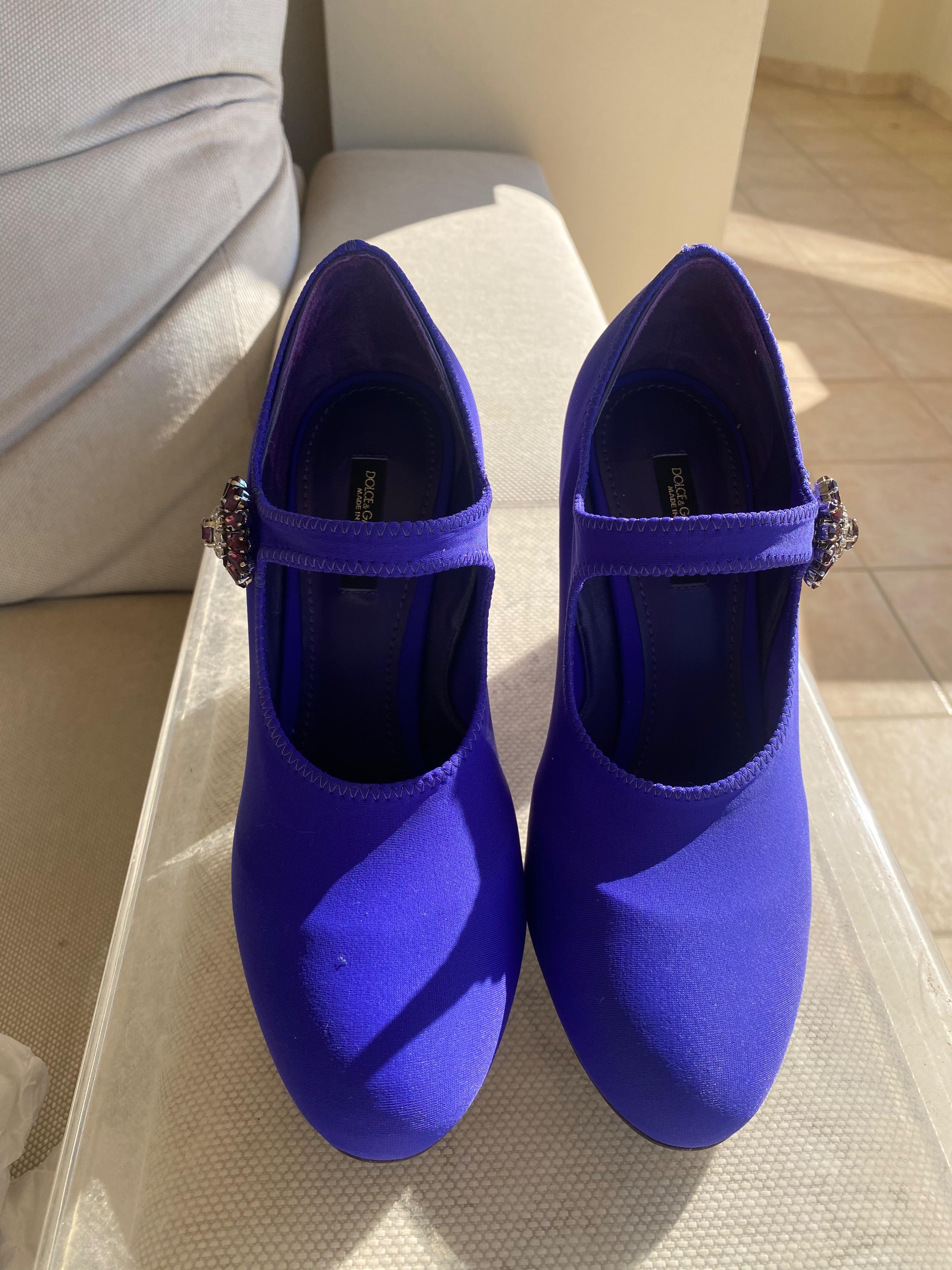 Purple Lycra Mary-Jane Pumps