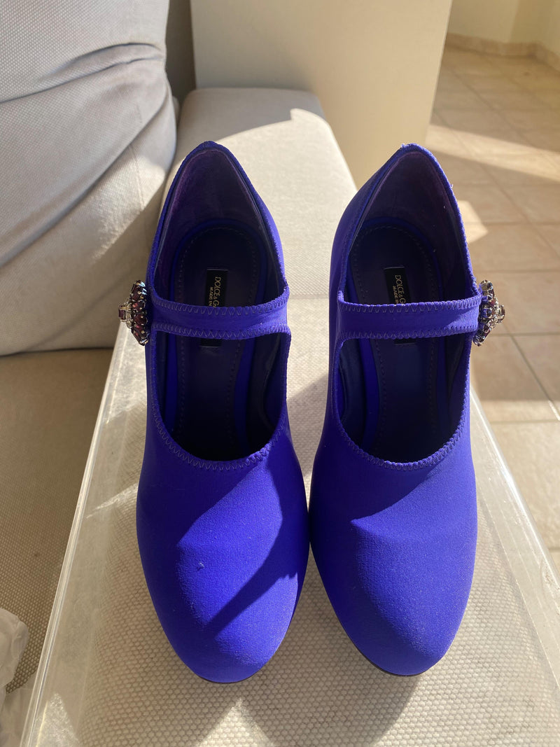 Purple Lycra Mary-Jane Pumps