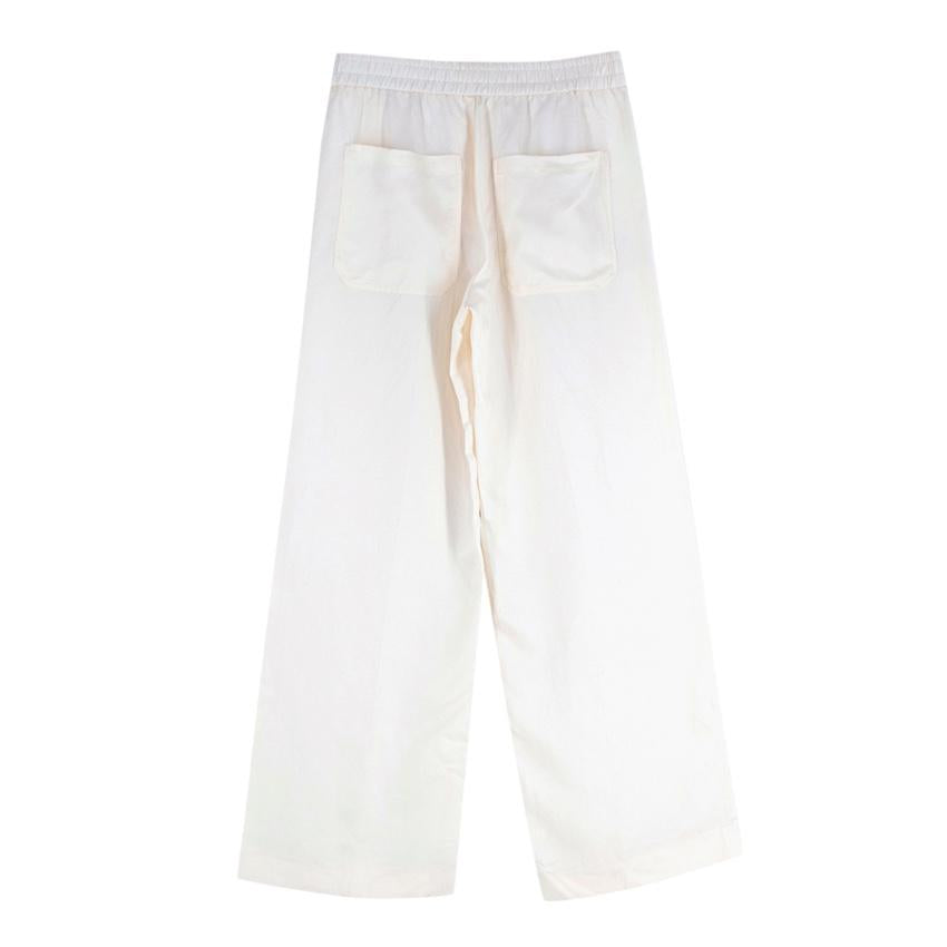 Massimo Dutti Cream Twill Wide Leg Trousers