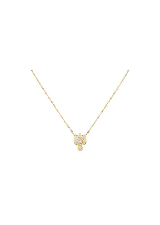 18ct yellow gold & white diamond floral pendant necklace