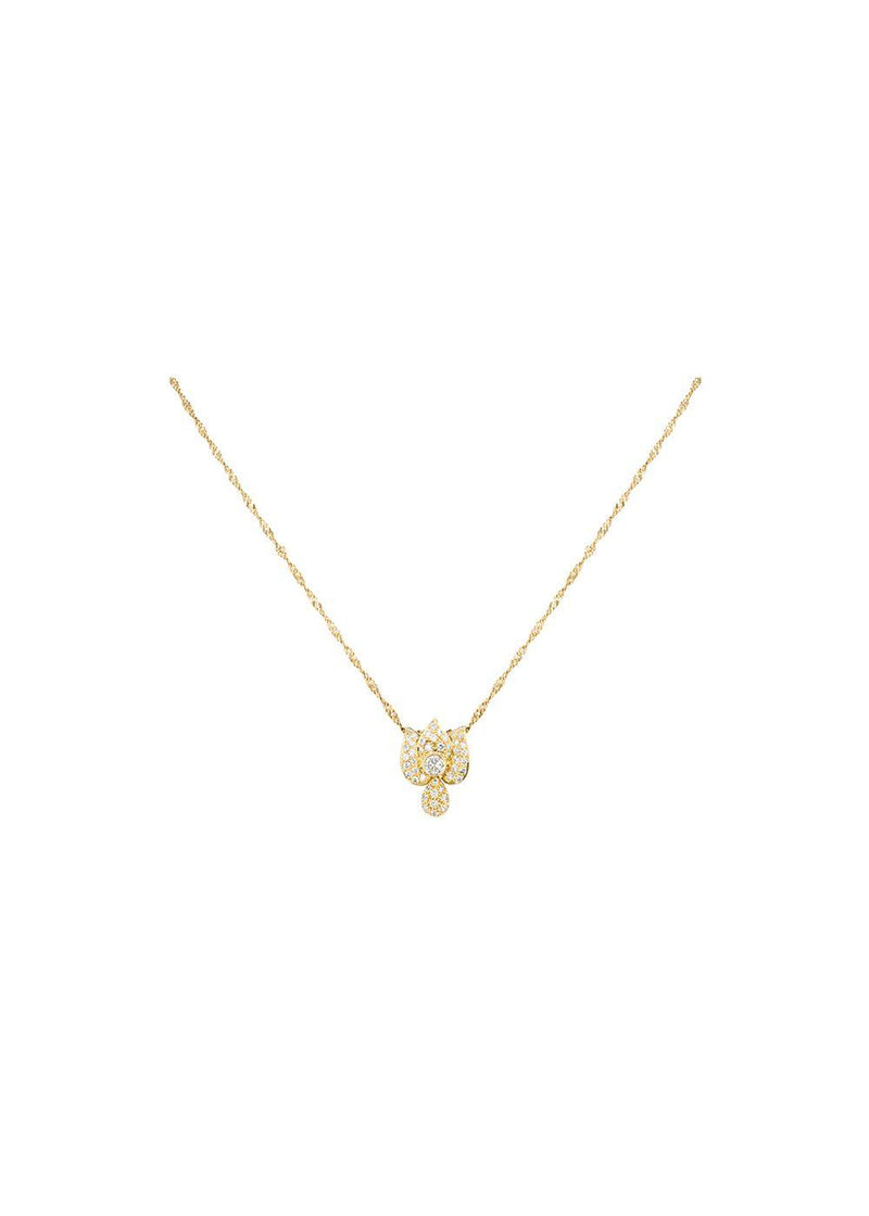 18ct yellow gold & white diamond floral pendant necklace