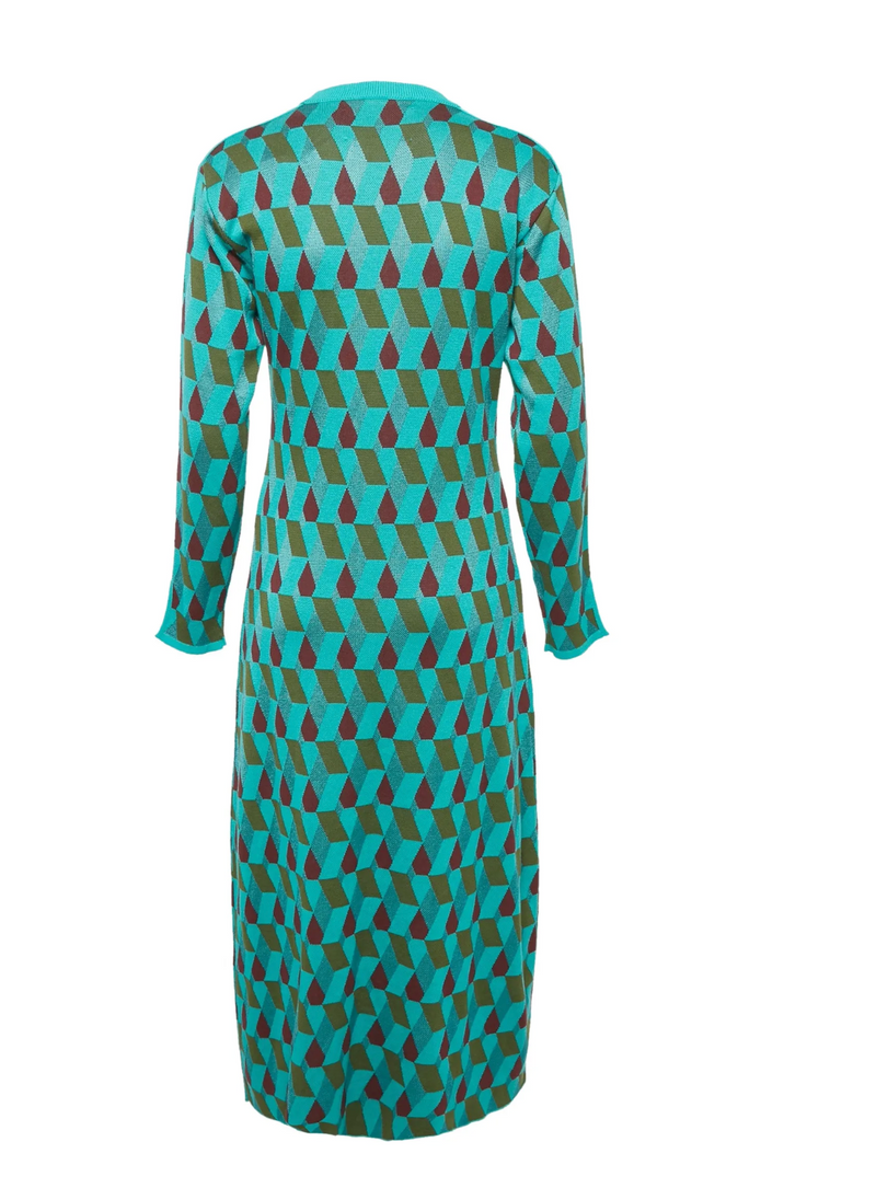 La DoubleJ Diamond-Pattern Midi Dress