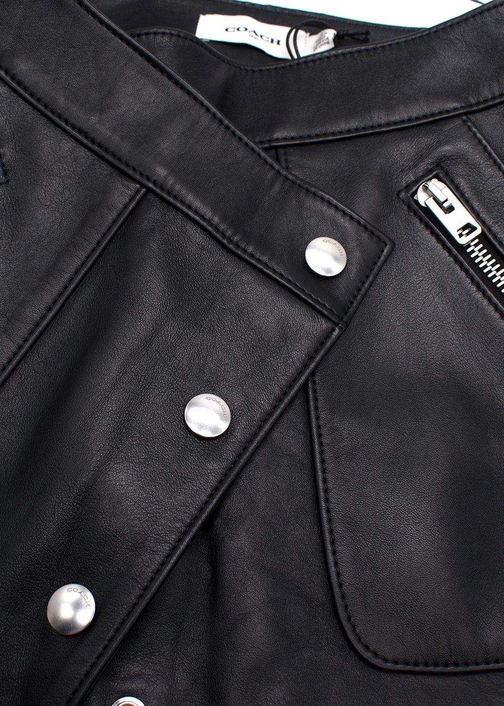 Coach Black Leather Mini Skirt