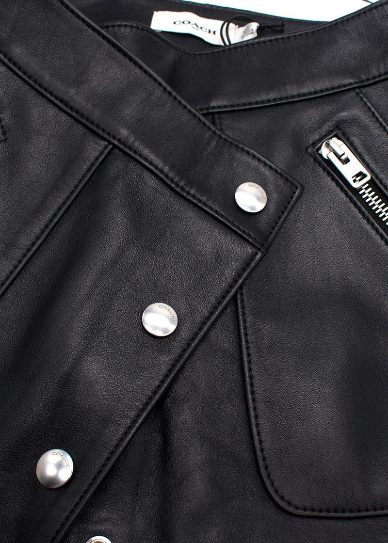 Coach Black Leather Mini Skirt