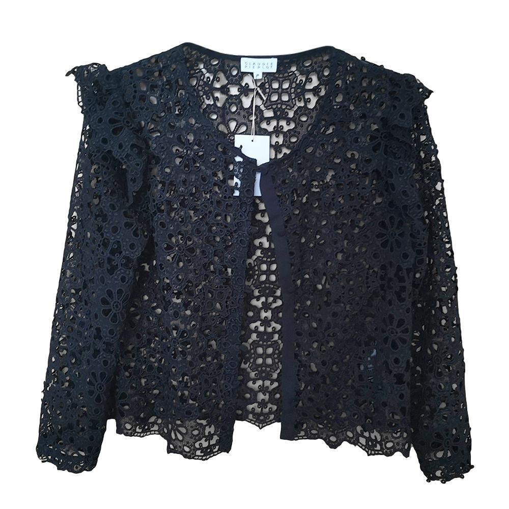 Claudie Pierlot Black Lace Ruffle Jacket