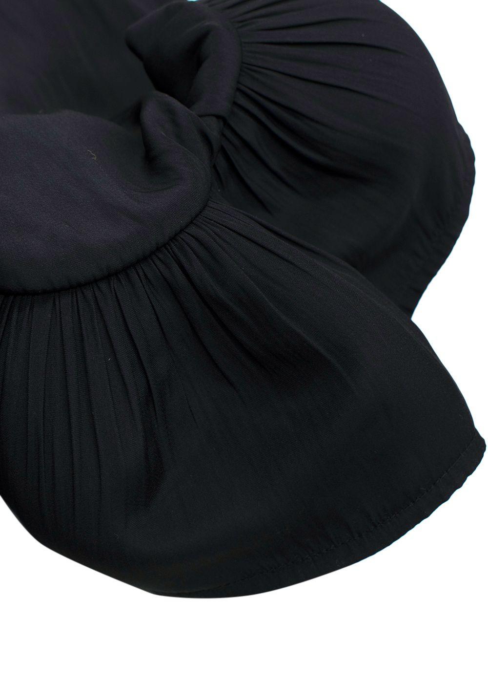 Lanvin Black Pleated Shell Peplum Blouse