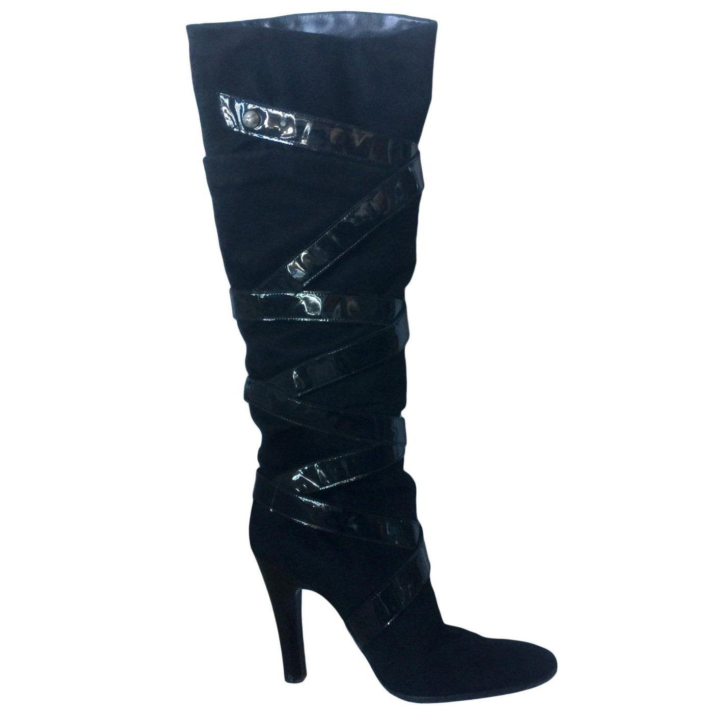 Giuseppe Zanotti Suede & Patent Leather Heeled Long Boots
