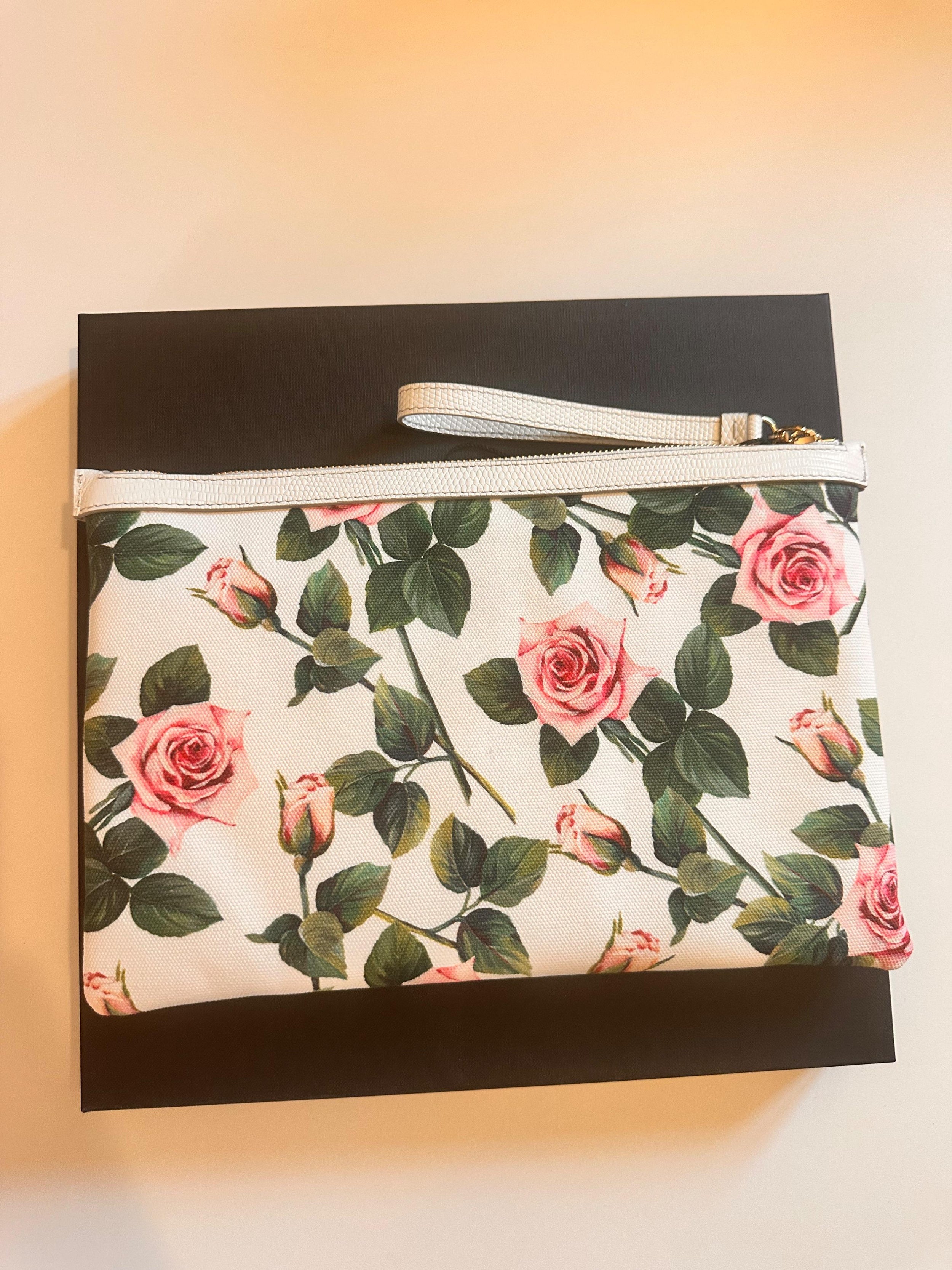 Dolce & Gabbana White Tropical Rose Pouch