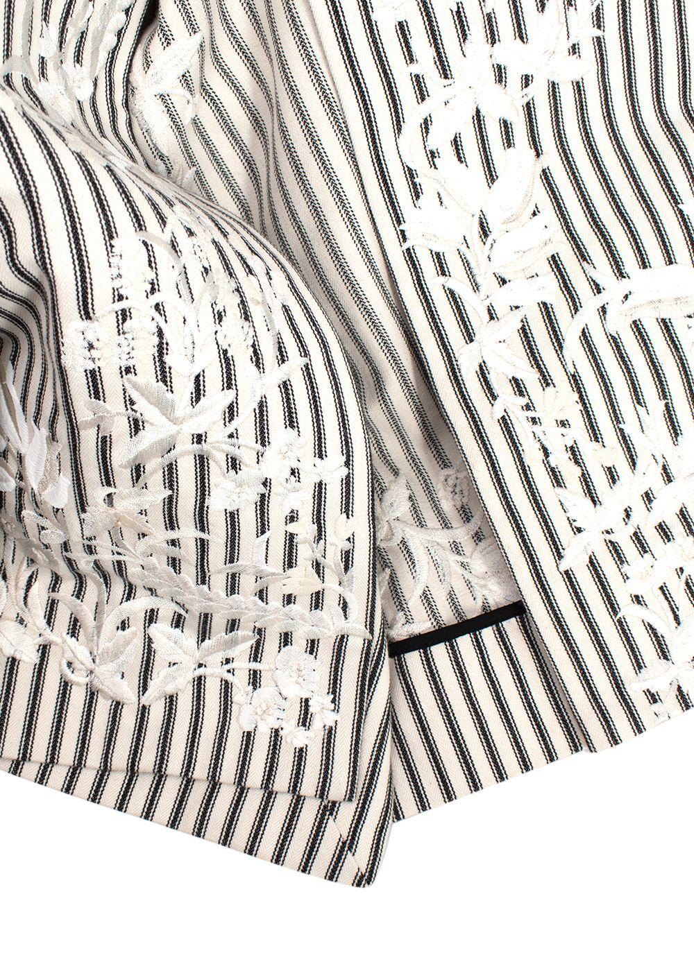 Erdem Floral Embroidered Striped Longline Wrap Jacket