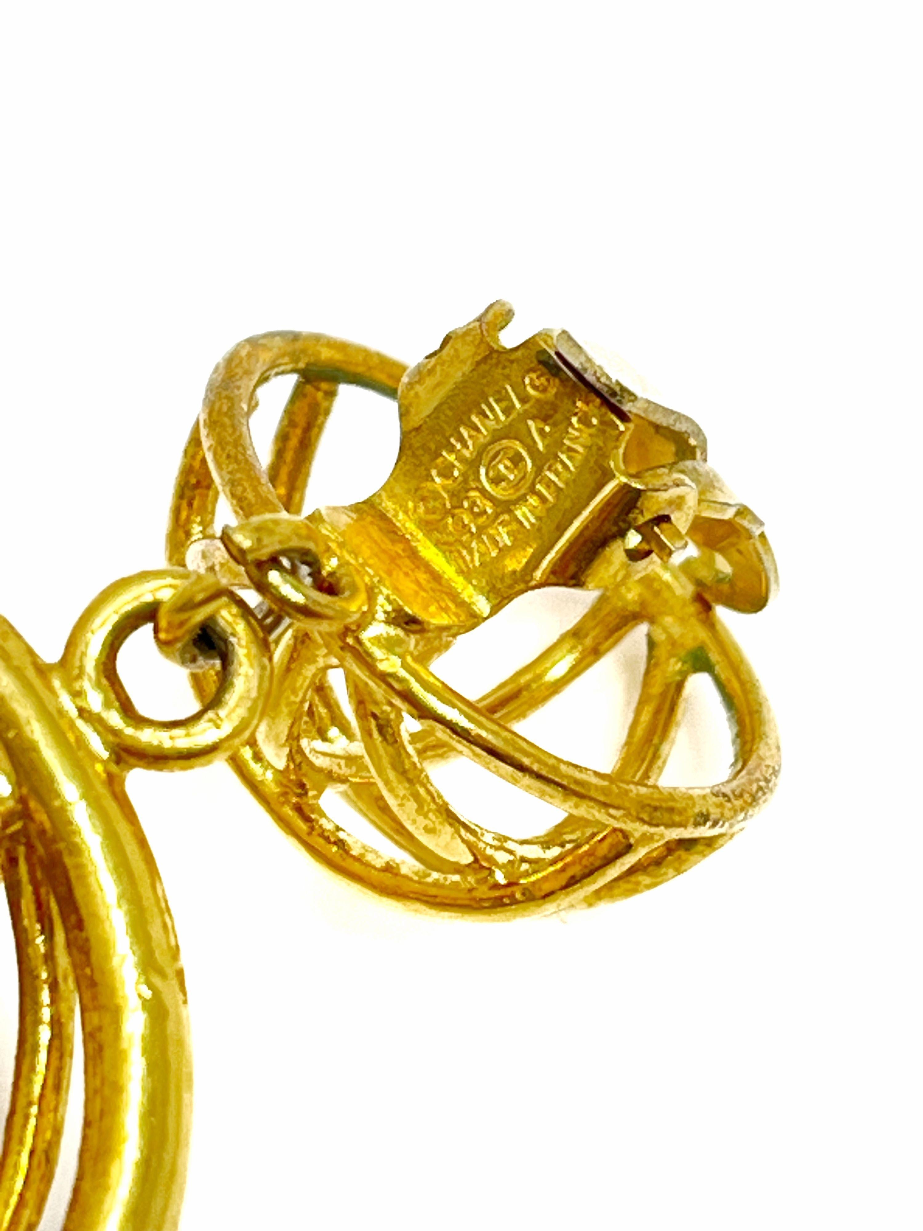 Chanel Vintage Gold Metal Birdcage Earrings