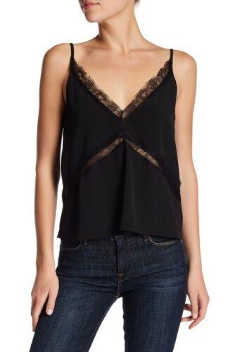 Walter Baker Black Eyelash Walker Lace Trim Cami Top