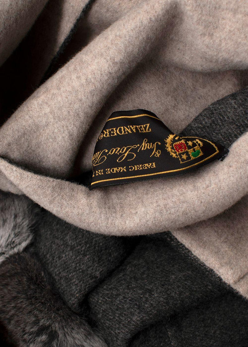 Shaky Loro Piana Brown Reversible Wool Jacket with Chinchilla Collar