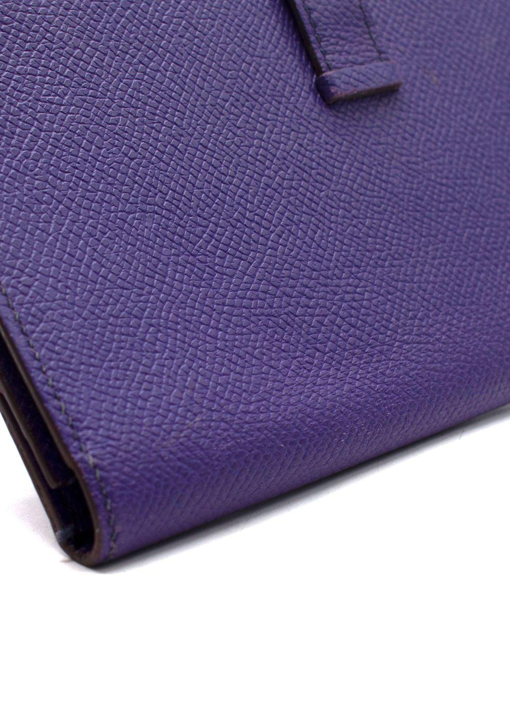 Hermes Purple Bearn Wallet with Gold Hardware