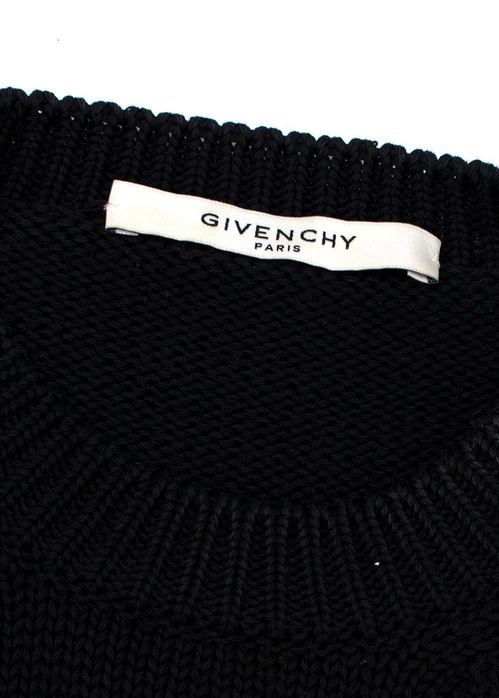 Givenchy Black Distressed Knitted Oversize Logo Jumper