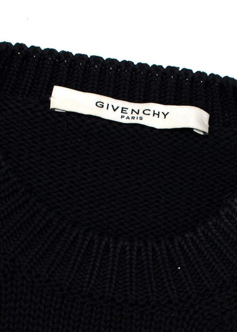Givenchy Black Distressed Knitted Oversize Logo Jumper