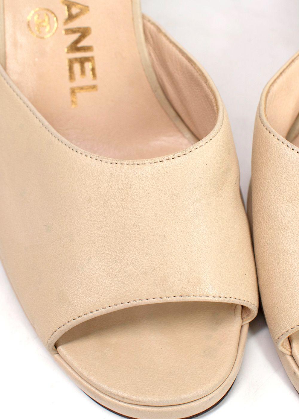 Chanel Cream Leather Mules