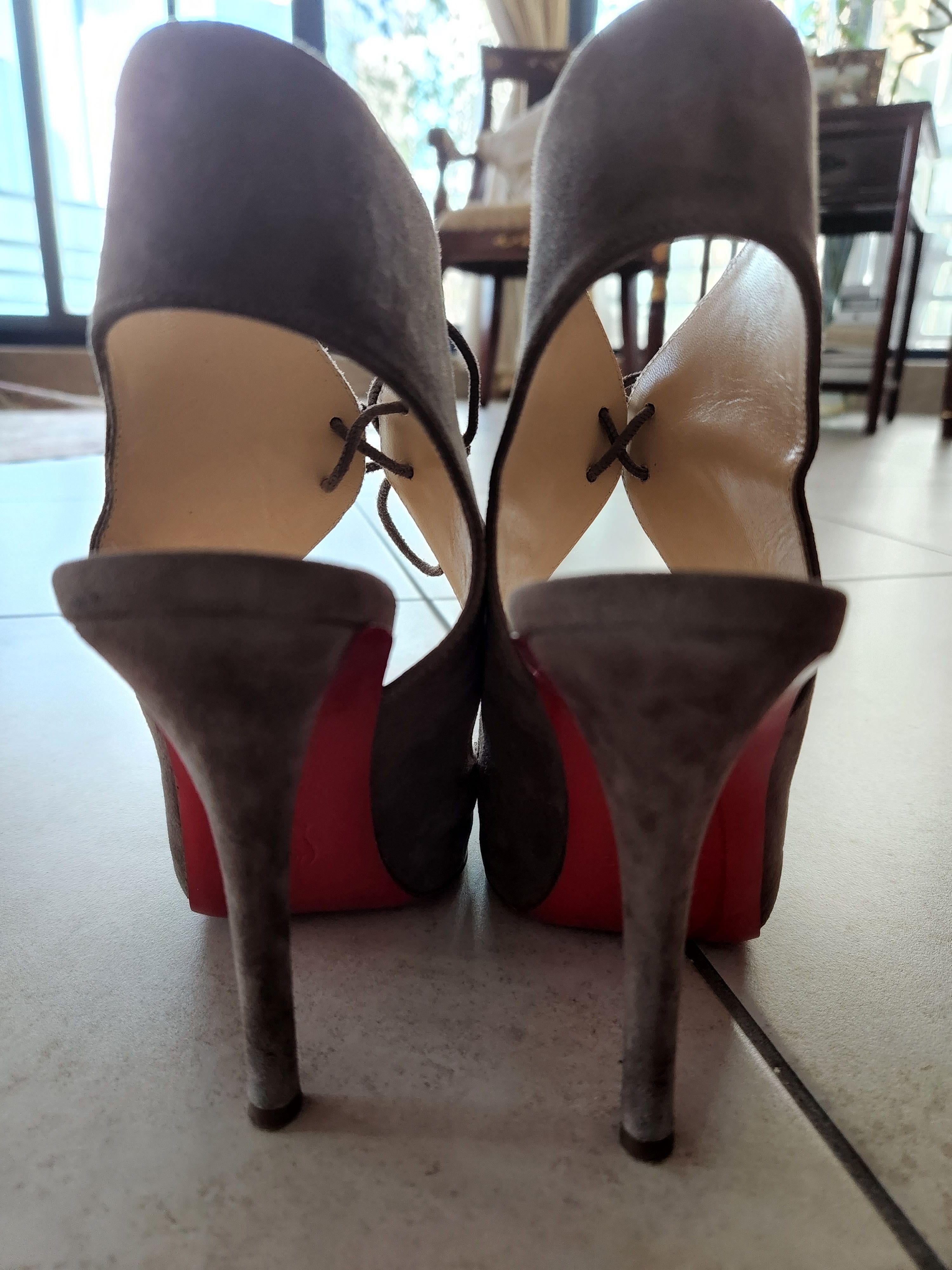 Taupe suede cut-out Allegra 120 heeled pumps