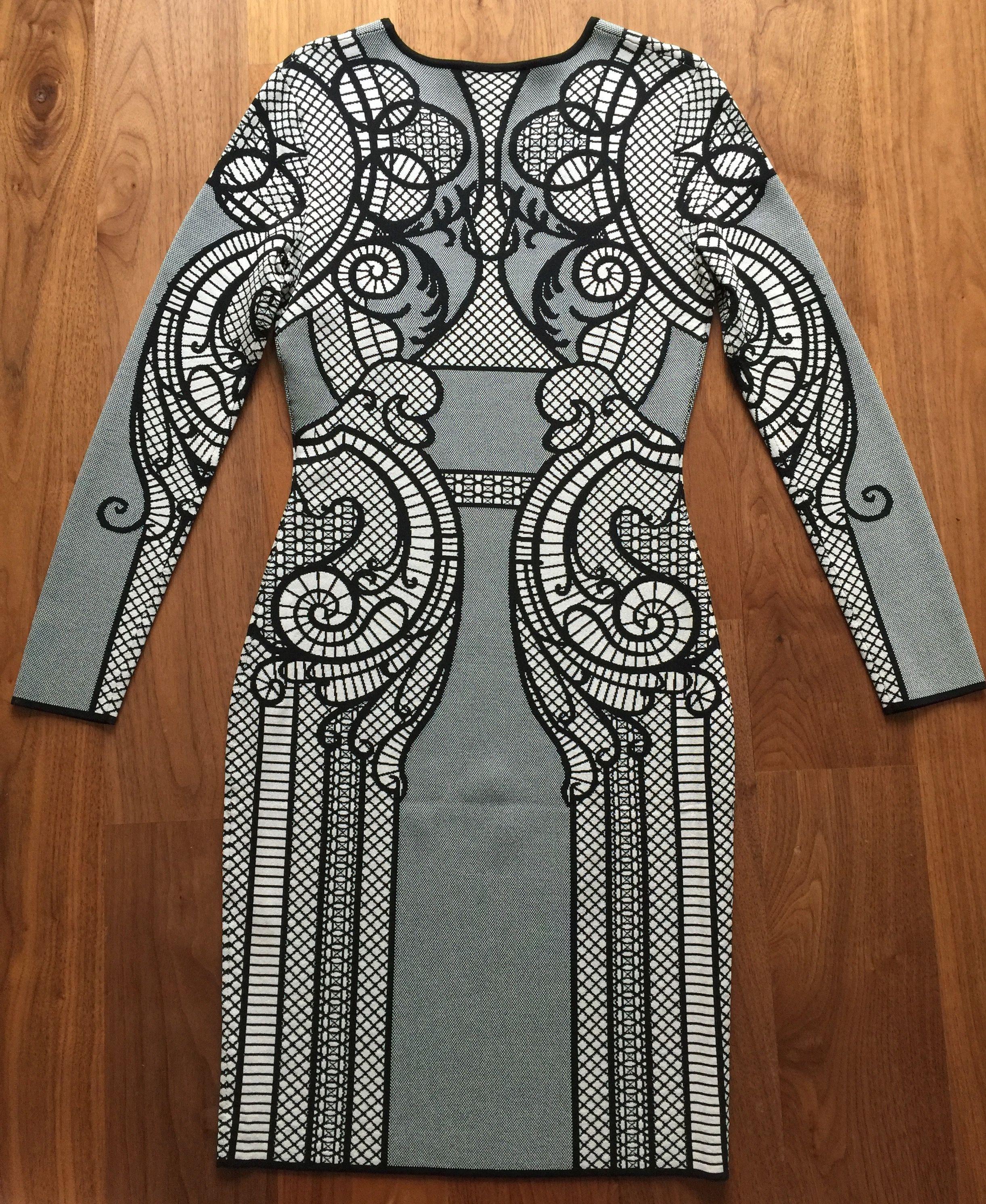 Black & White Printed Jacquard Dress