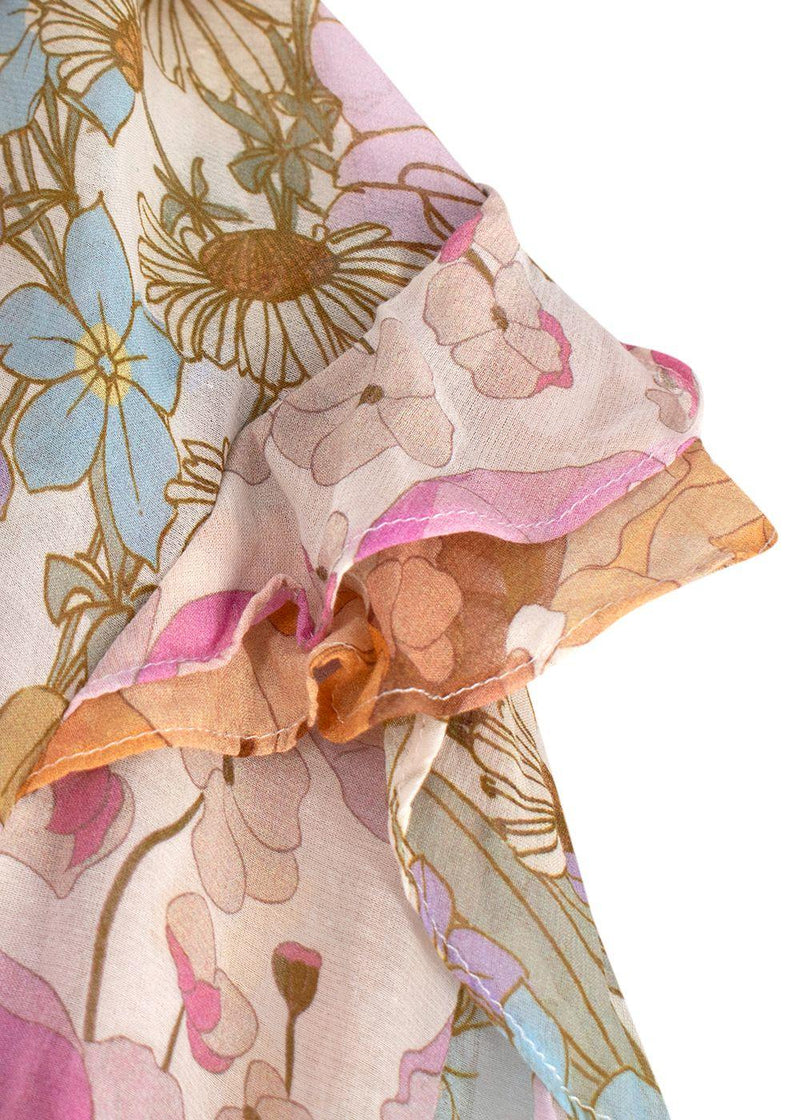 Zimmermann Floral Super Eight Ruffled Blouse