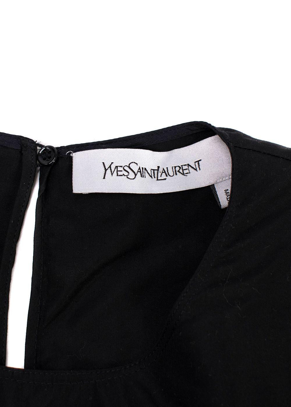 YSL Black Cotton Bow Detail  Blouse