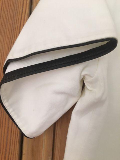 White cotton leather trimmed tunic top