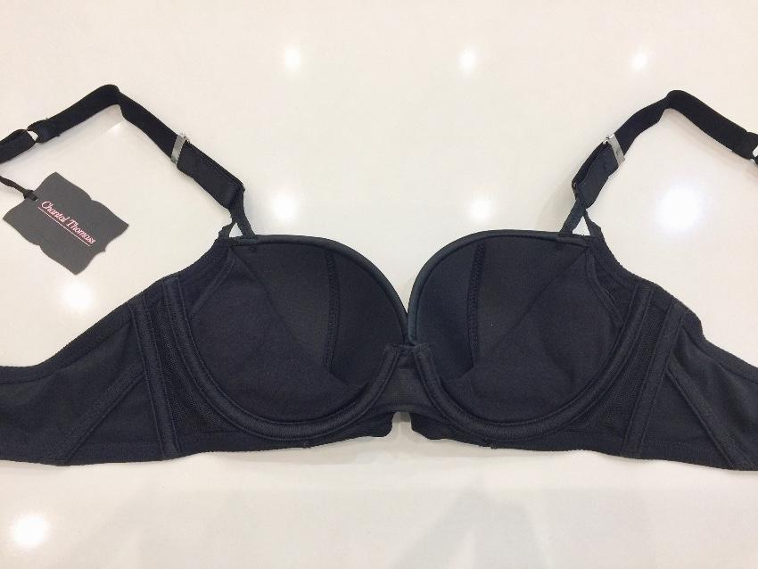 Chantal Thomass Black Satin Pad Bra & Thong Set