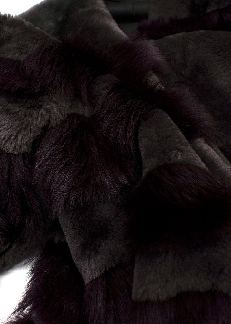 Liska Purple Reversible Lambskin / Fur Coat