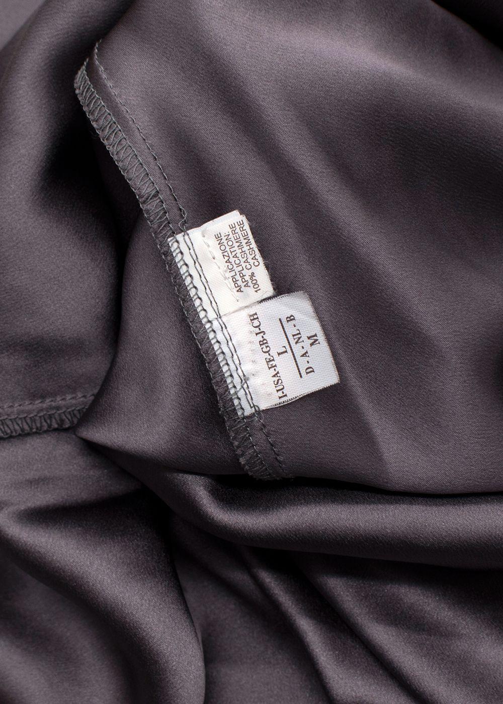 Brunello Cucinelli Cashmere Wool Grey Draped Top with Waist Tie