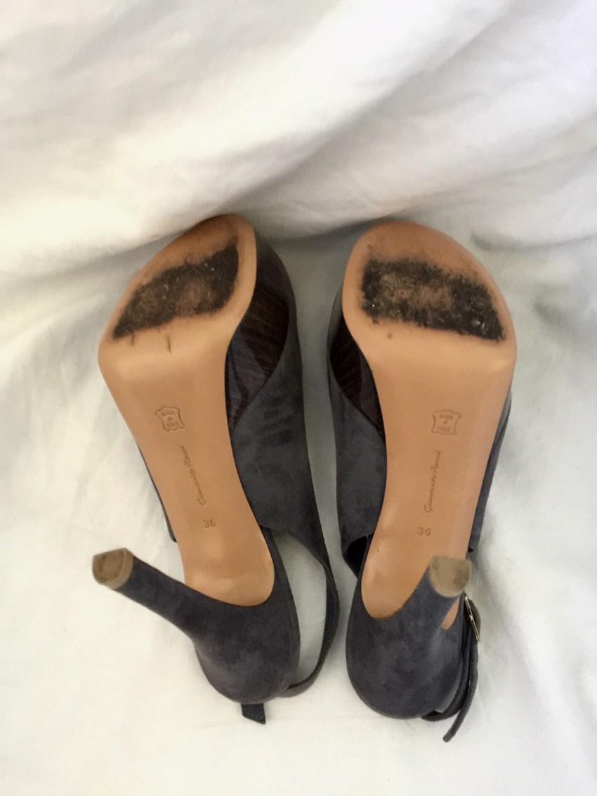 Gianvito Rossi Grey Suede Slingback Sandals