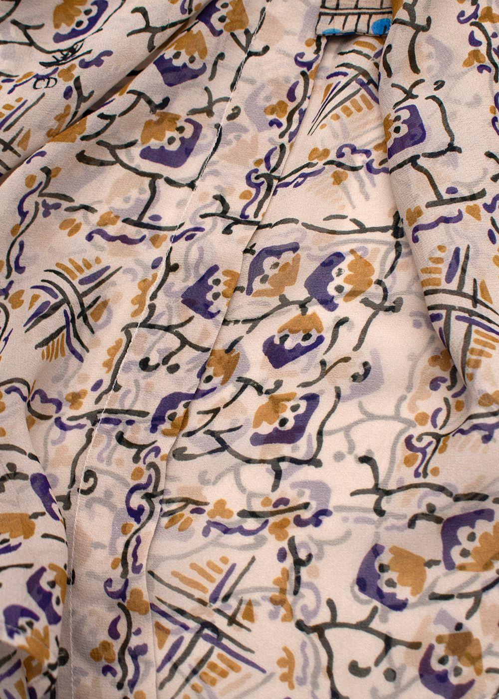 Dior Multicoloured Sheer Pussybow Silk Blouse