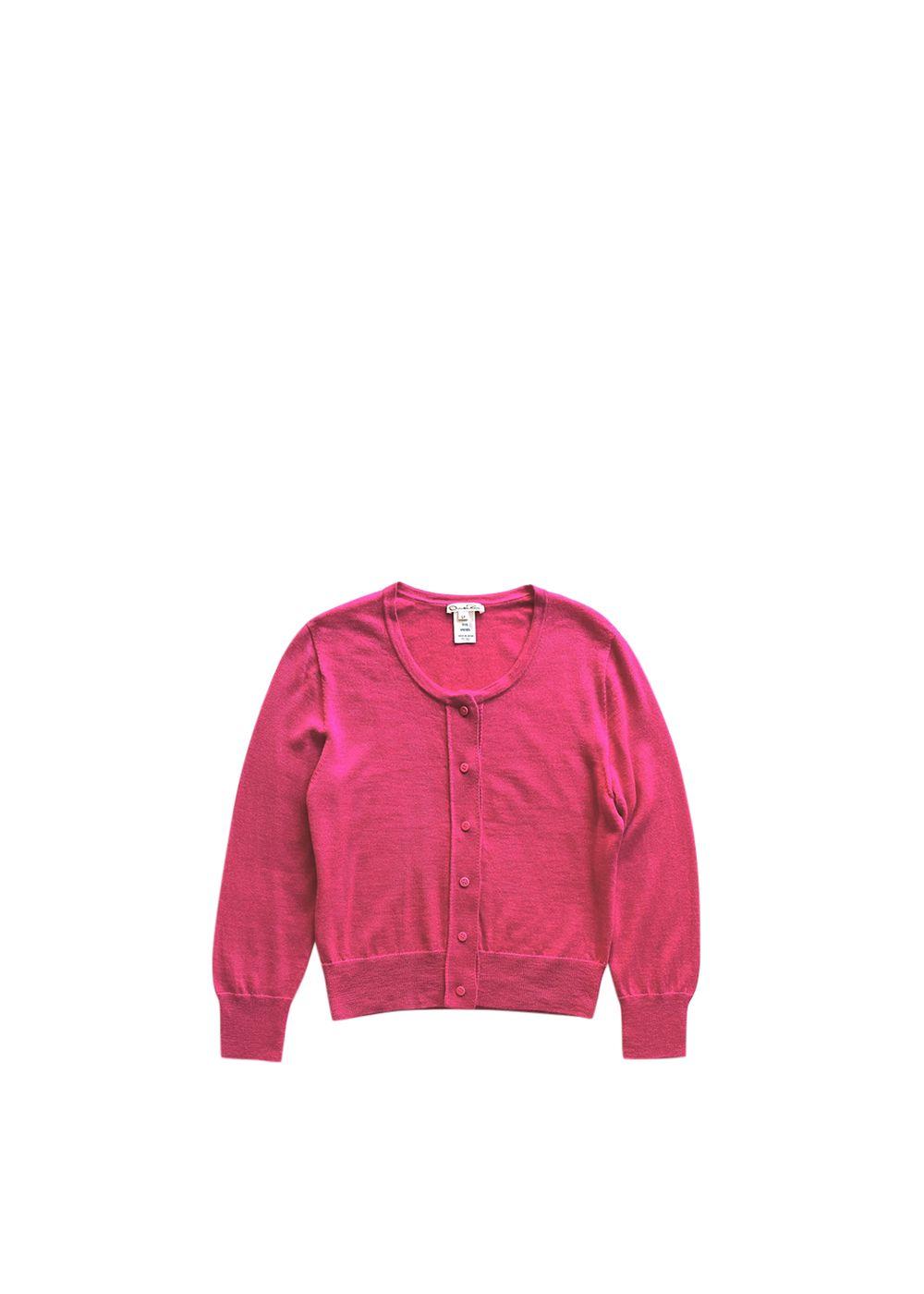 Pink Silk-Cashmere Cropped Fine Knit Cardigan