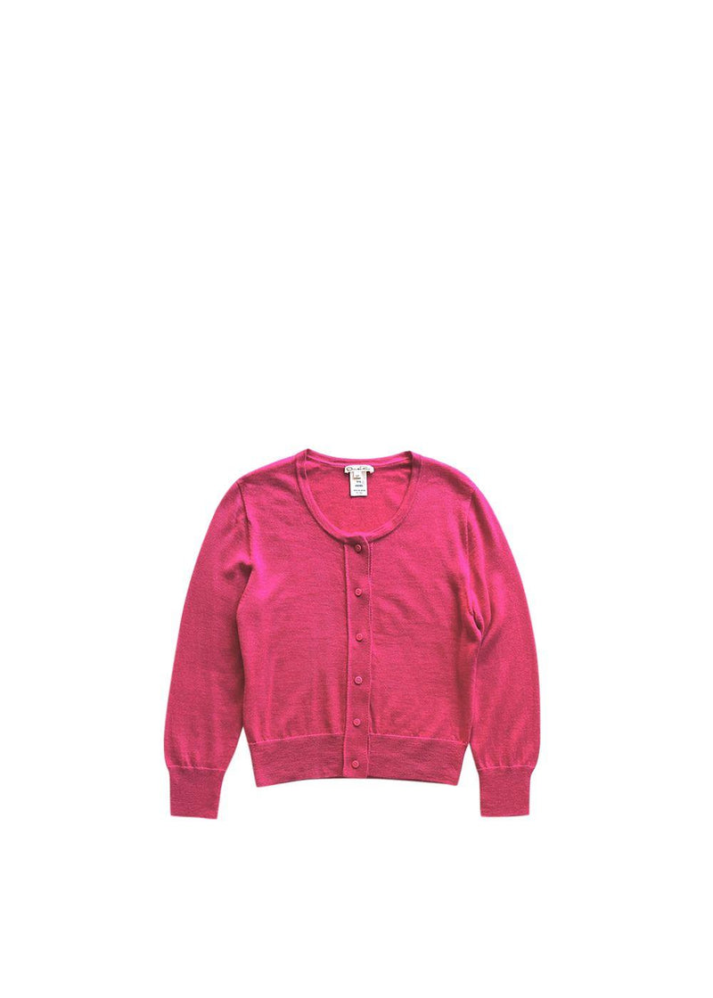 Pink Silk-Cashmere Cropped Fine Knit Cardigan