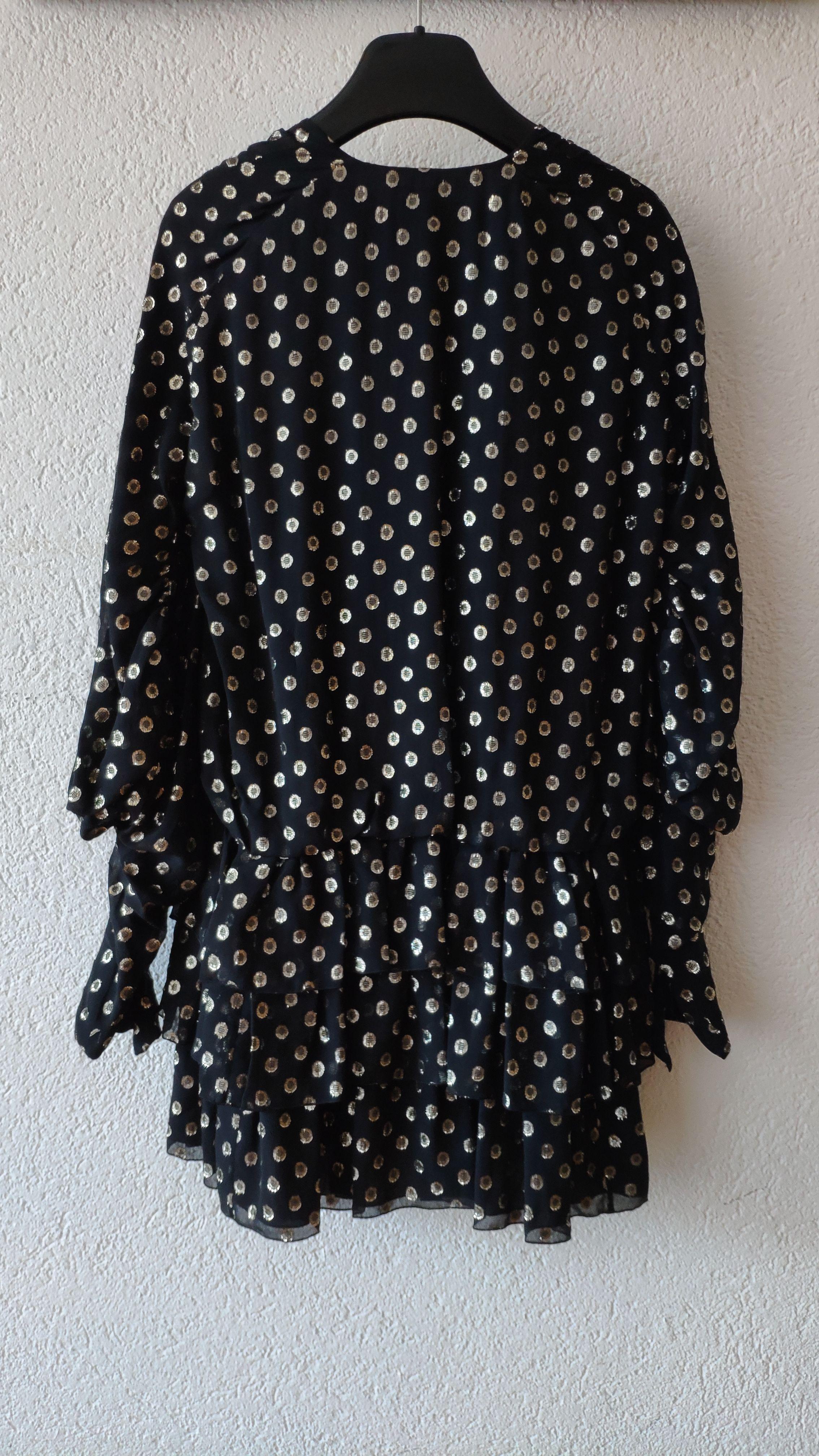 Black & gold fil coupe tiered dress