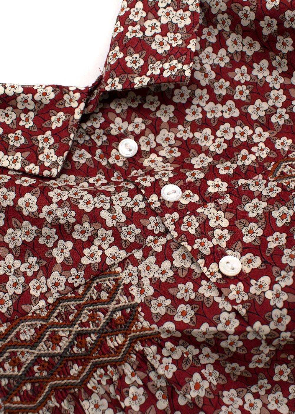 kids 10Y burgundy floral embroidered blouse