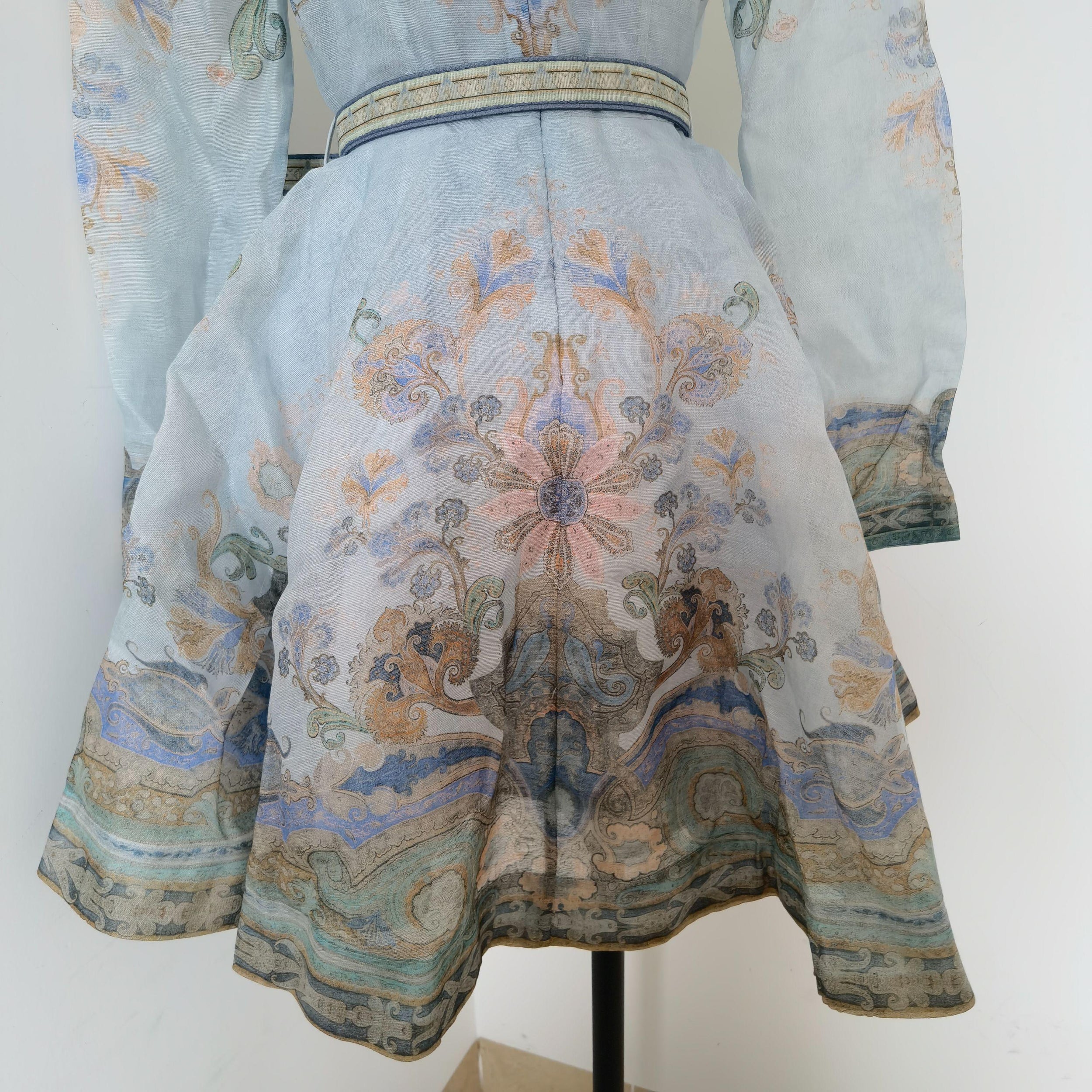 Paisley Linen And Organza Dress