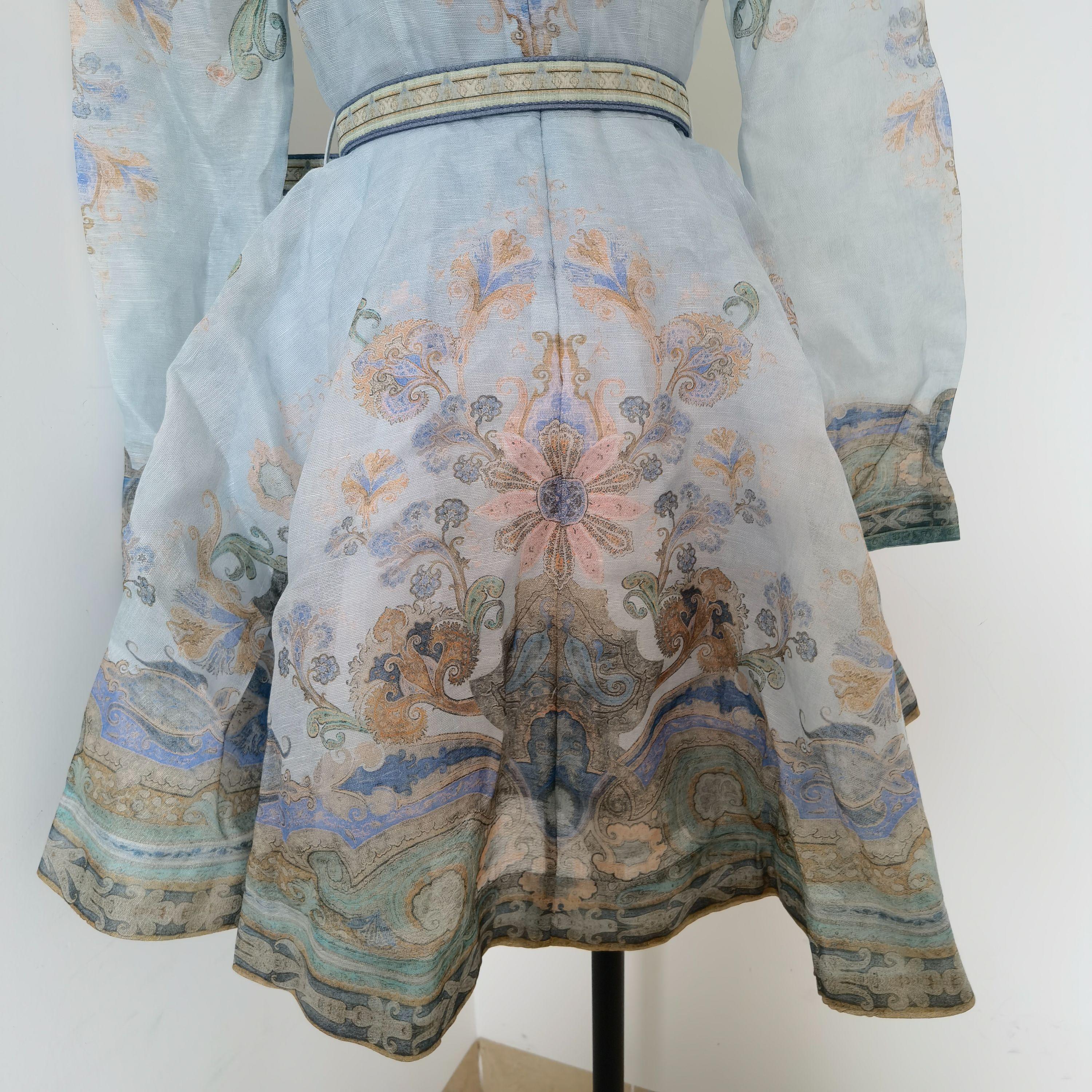Paisley Linen And Organza Dress