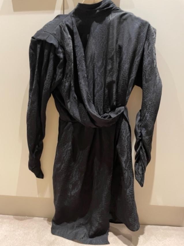 Dundas Black Silk Jacquard Mini Dress