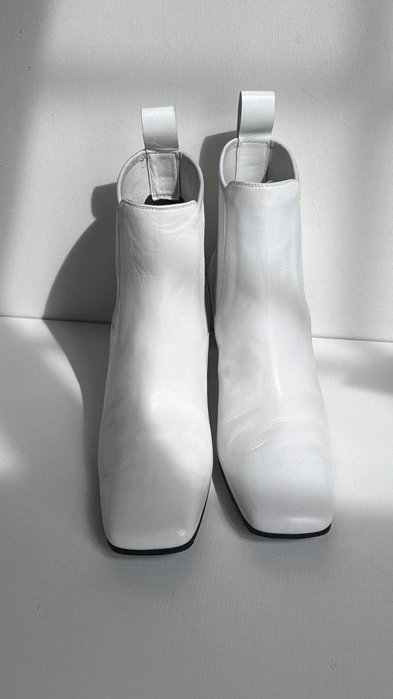Loewe White Leather Blade Heel Ankle Boots