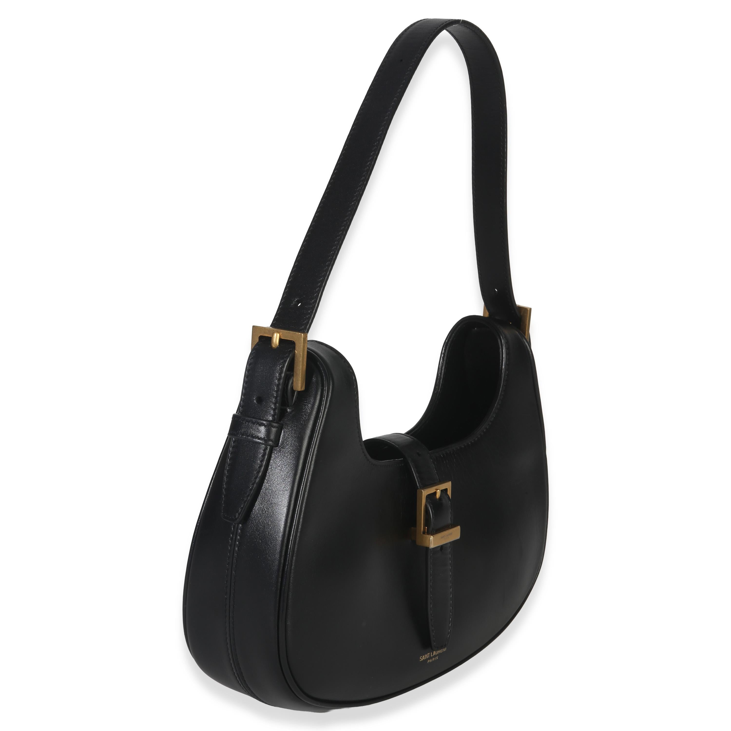 Saint Laurent Smooth Black Calfskin Le Fermoir Hobo