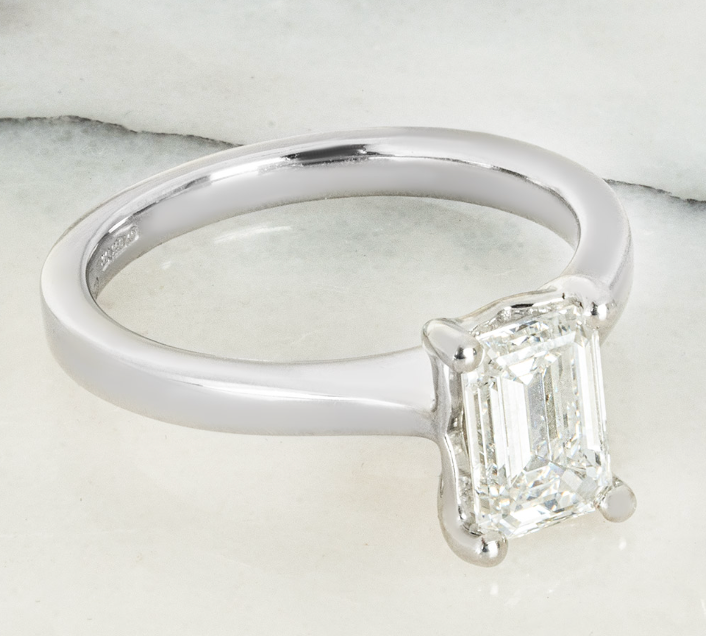 Bespoke Platinum set Lab Diamond Solitaire Ring - Size 53