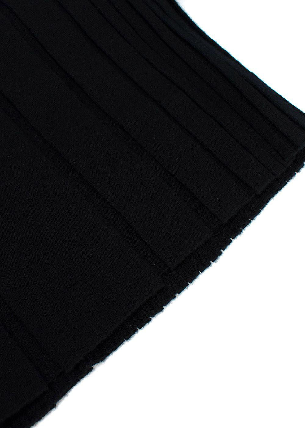 Hermes Black Cashmere Knit Pleated Dress
