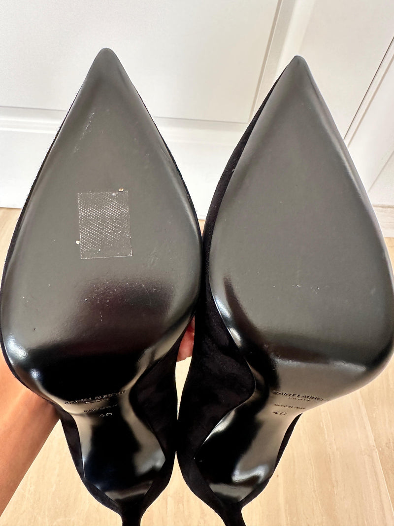 Saint Laurent Black Zoe Suede Stillettos