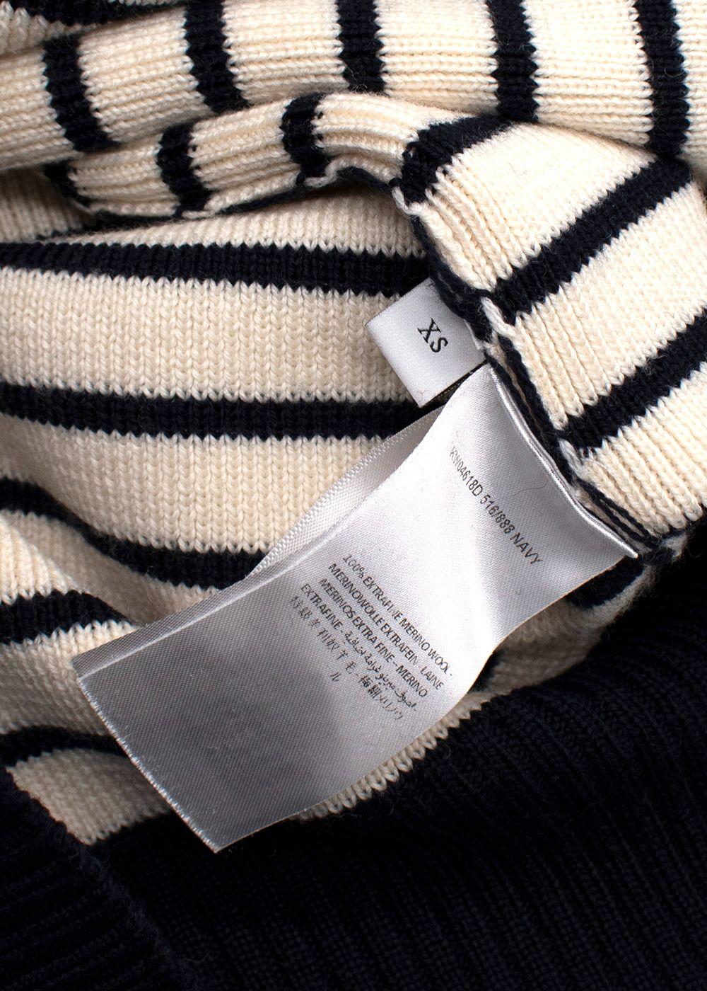 JW Anderson Navy Striped Merino Wool Turtleneck Jumper