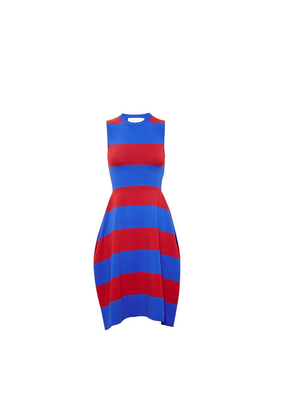 Red & blue striped cotton t-shirt dress