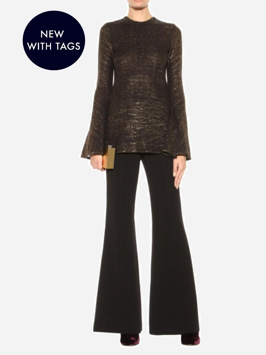 Ellery Black & Gold Brocade Wide Sleeve Top